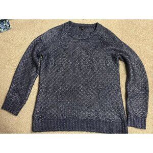 Talbots Sweater Womens Medium Blue White Long Sleeve Knit Pullover Patterned